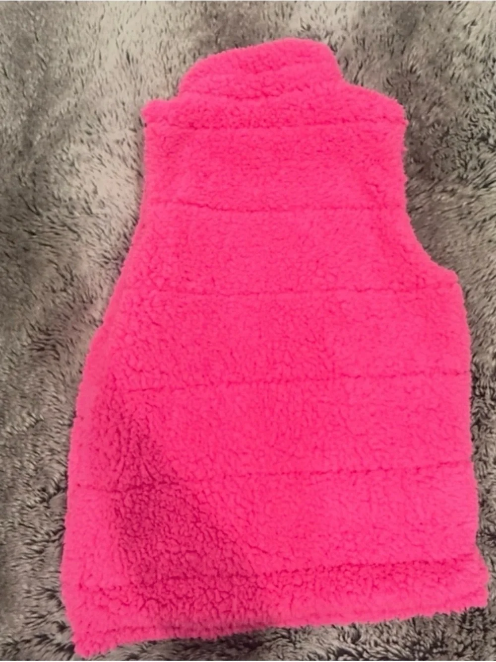 Pink Sherpa Vest with Plaid Trim